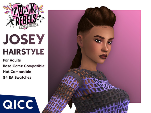 Sims 4 — Punk Rebels - Josey Hair by qicc — A coily undercut braid hairstyle. - Maxis Match