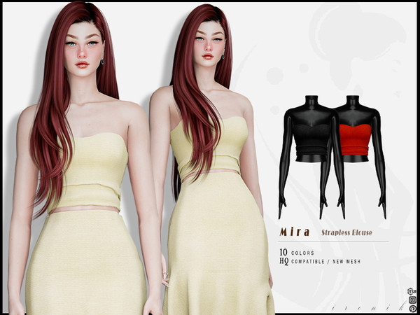 Sims 4 — Mira SET - Strapless Blouse by _ironik_ — -10 Colors