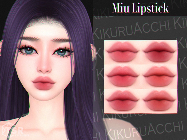 Sims 4 — Miu Lipstick by Kikuruacchi — - It is suitable for Female and Male. ( Teen to Elder ) - 6 swatches - HQ