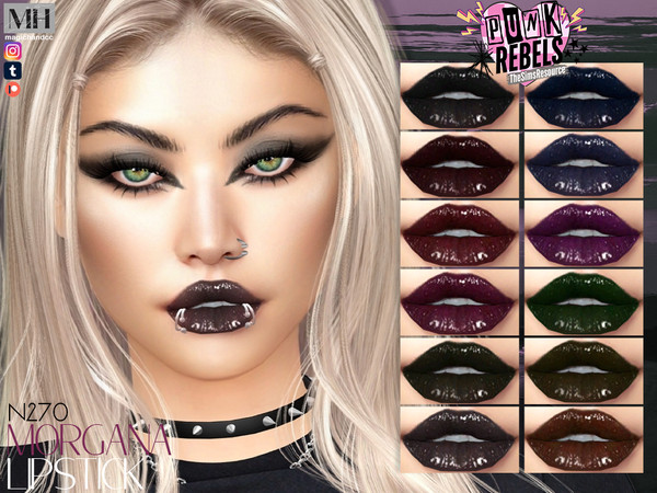 Sims 4 — Punk Rebels Morgana Lipstick N270 by MagicHand — Punk Varnish Lip Lacquer in 12 colors - HQ Compatible.
