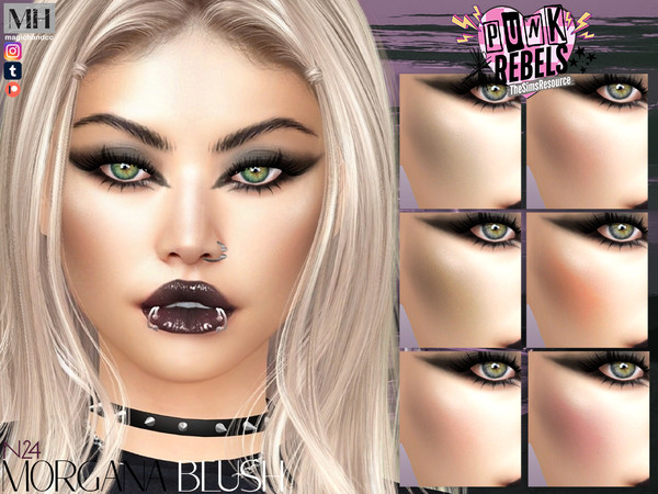 Sims 4 — Punk Rebels Morgana Blush N24 by MagicHand — Grunge Veil Soft Blush in 8 colors - HQ Compatible.