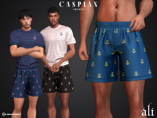 Sims 4 — CASPIAN shorts by ali1 — Anchor Patterned Shorts