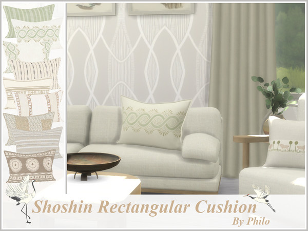 Sims 4 — Philo_Shoshin Rectangular Cushion by philo — This is the 2nd part of a lovely bedroom set in Japandi style. This