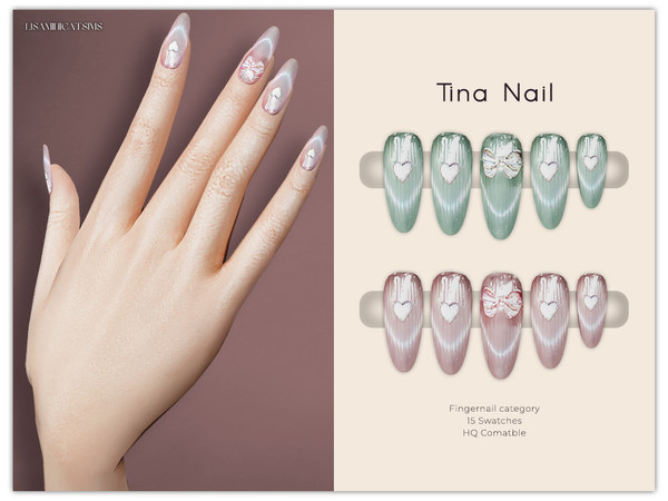 Sims 4 — Tina Nail by VELYSEA — -Fingernail category -HQ comatble -15 swatches