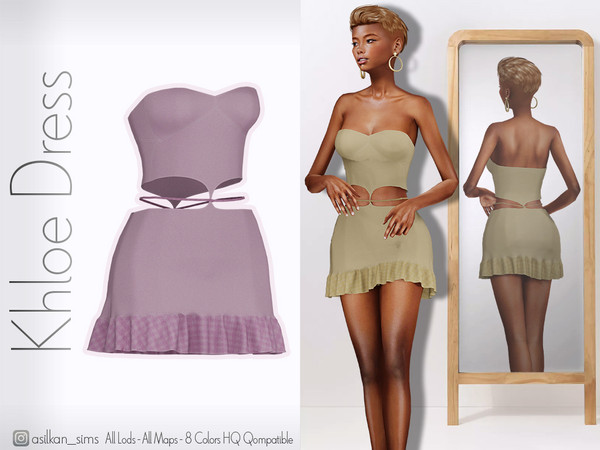 Sims 4 — Khloe Dress - ACN 638 by Asilkan — - 8 Colors
