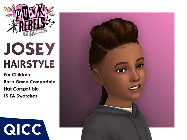 Sims 4 — Punk Rebels - Josey Hair by qicc — A coily undercut braid hairstyle. - Maxis Match
