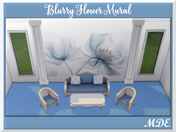Sims 4 — Blurry Flower Mural by MDE — A peaceful mural that will add elegance to your place.
