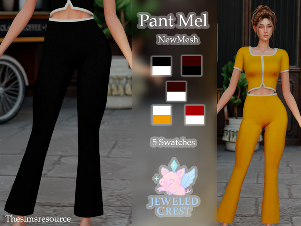 Sims 4 — (JC)PantMel by JeweledCrest — All Texture Maps New Mesh 5 Colors HQ Compatible -please do not claim as yours