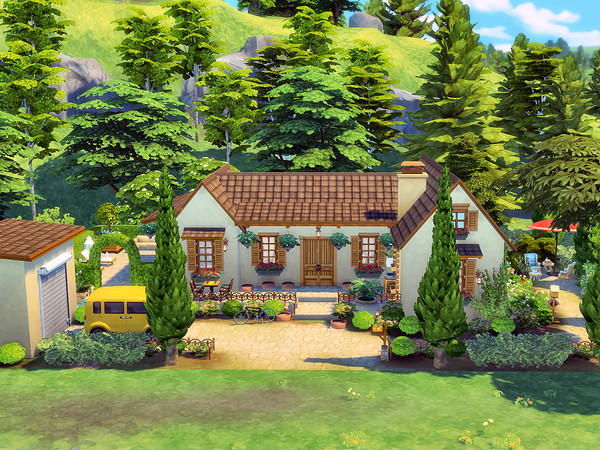 Sims 4 — the little farmer no cc by sgK452 — Small farmhouse style, no animals. Vegetable garden, small artist's corner,