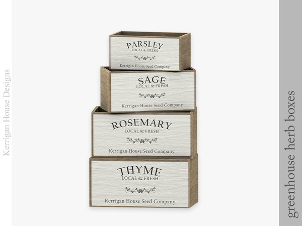 Sims 4 — Greenhouse Herb Boxes by kerriganhouse — A cute set of garden decor, perfect for sims with a green thumb.