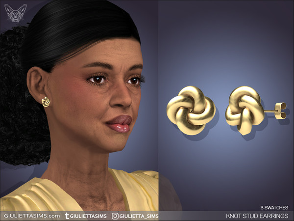 Sims 4 — Simple Knot Stud Earrings by feyona — Simple Knot Stud Earrings come with 4 swatches.