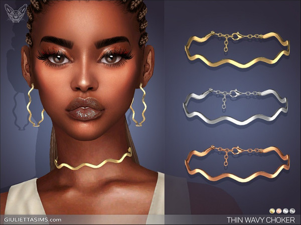 Sims 4 — Thin Wavy Choker by feyona — Thin Wavy Choker comes with 4 swatches.