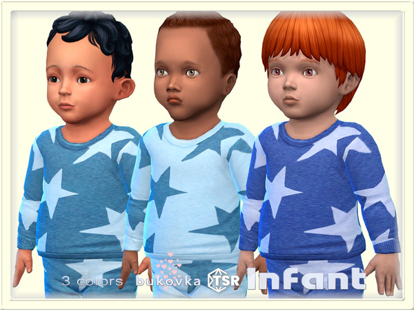 Sims 4 — Blue Star Shirt by bukovka — Cute sweater for infant boys only in 3 color options. All cards have been modified.