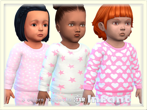 Sims 4 — Shirt Pink Mix by bukovka — Cute infant sweater for girls only in 3 color options. All cards have been modified.