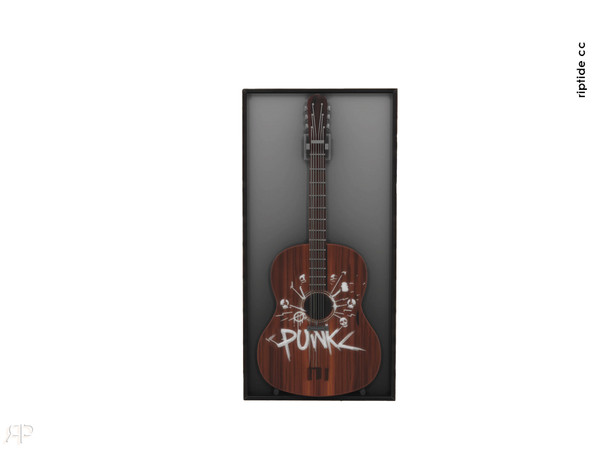 Sims 4 — Riptide CC Punk Revival Studio Wall Mounted Punk Guitar by Riptidecc — Infuse your Sims room with the chaotic