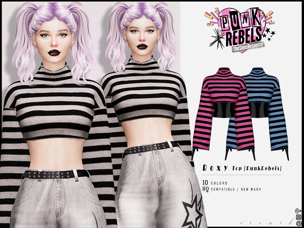 Sims 4 — Roxy Top [PunkRebels] by _ironik_ — -10 Colors