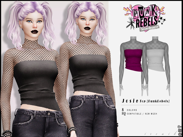 Sims 4 — Josie Top [PunkRebels] by _ironik_ — -8 Colors