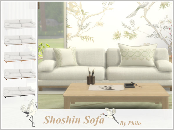 Sims 4 — Philo_Shoshin_Sofa by philo — This is the 2nd part of a lovely bedroom set in Japandi style. This set includes: