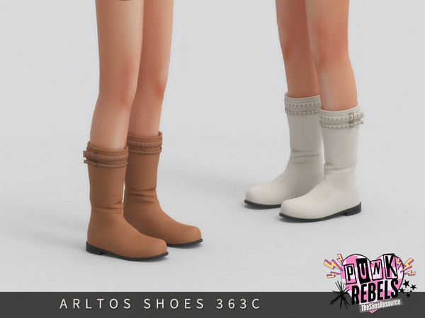 Sims 4 — Punk Rebels - Leather boots Child by Arltos — 8 colors.