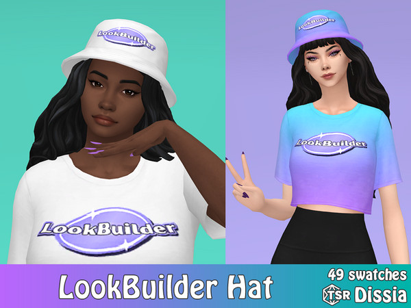 Sims 4 — [LookBuilder] LookBuilder Hat by Dissia — Bucket hat with a LookBuilder logo