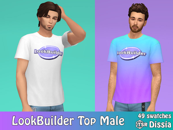 Sims 4 — [LookBuilder] LookBuilder Top Male by Dissia — Short sleeves tshirt top with LookBuilder logo
