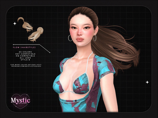 Sims 4 — Flow (Hairstyle) - Style B by Ursidxe — Female