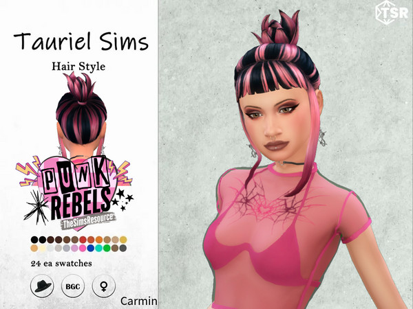 Sims 4 — Carmin-Hairstyle by taurielsims — All lods