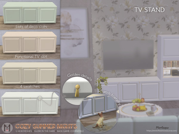 Sims 4 — [Merlisque] TV Stand by Merlisque — Give your sims the opportunity to enjoy the summer nights with this brand