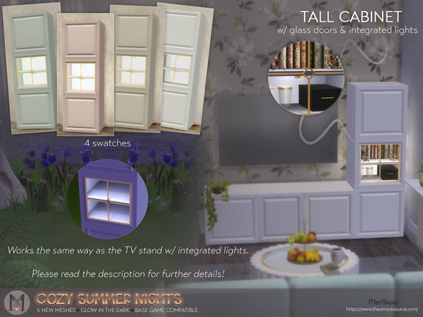 Sims 4 — [Merlisque] Tall cabinet with glass door by Merlisque — Give your sims the opportunity to enjoy the summer