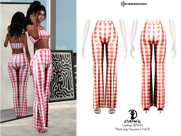 Sims 4 — Clothes SET491 - Flare Leg Trousers C1610 by Daph's — 6 Swatches