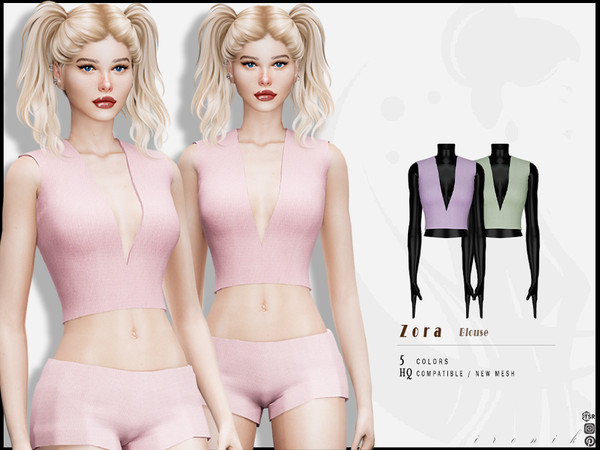Sims 4 — Zora SET - Blouse by _ironik_ — -5 Colors