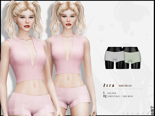 Sims 4 — Zora SET - Mini Shorts by _ironik_ — -5 Colors