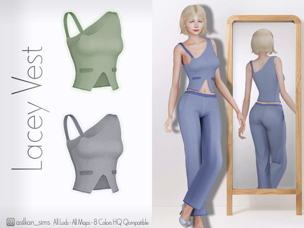 Sims 4 — Lacey Set Vest - ACN - 644 by Asilkan — - 8 Colors