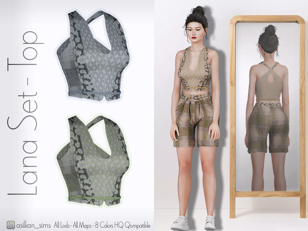 Sims 4 — Lana Set Top - ACN 648 by Asilkan — - 8 Colors