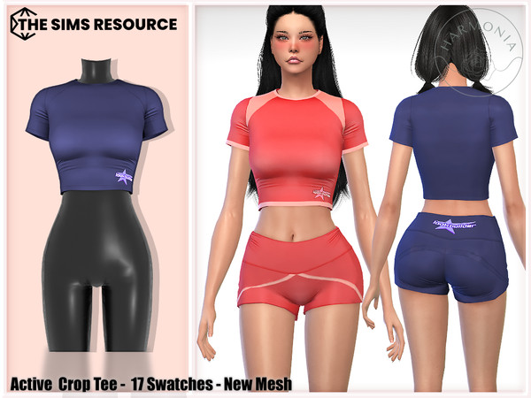 Sims 4 — [LookBuilder] Active Crop Tee by Harmonia — New Mesh