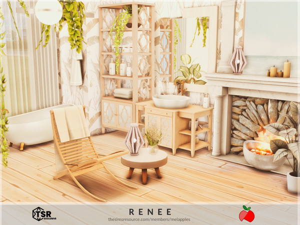 Sims 4 — Renee - bathroom by melapples — a cozy bathroom with a fireplace. enjoy! 6x6