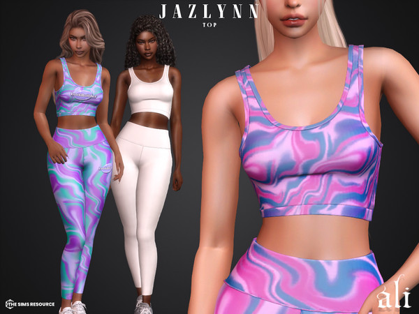 Sims 4 — [LookBuilder] JAZLYNN top by ali1 — Marble Print Tank Top