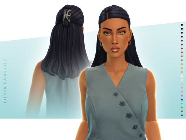 Sims 4 — Cierra Hairstyle - Style 3 by simcelebrity00 — This side parted half up medium length hairstyle comes in the EA