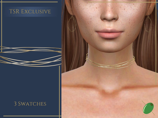 Sims 4 — Leslie Choker by Pitted0live — Stacked gold hoop choker Custom catalog image