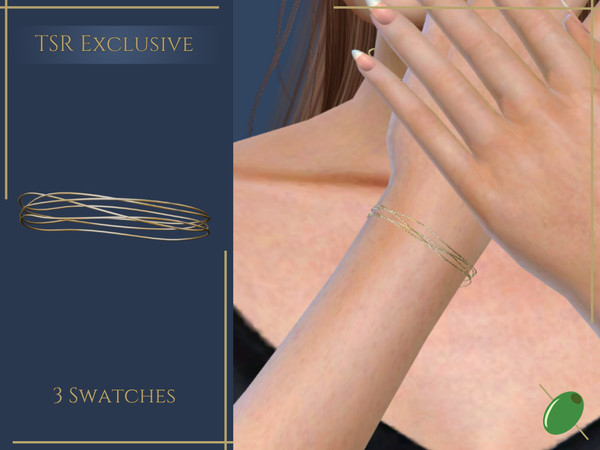 Sims 4 — Leslie Bracelet by Pitted0live — Stacked gold hoop bracelet Custom catalog image