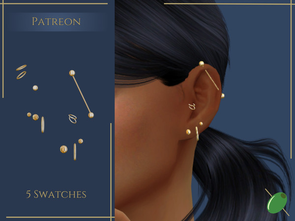 Sims 4 — [Patreon] Lana Piercings by Pitted0live — Multiple piercings featuring hoops, studs and an industrial piercing