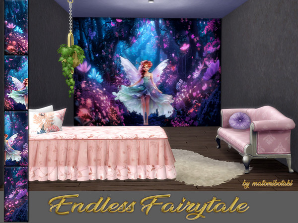 Sims 4 — Endless Fairytale Mural by matomibotaki — Let us dream and be transported to an enchanted world with this mural,