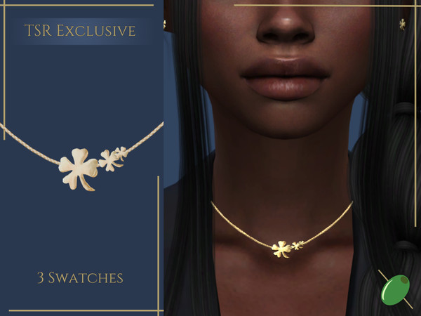 Sims 4 — Lucky Necklace by Pitted0live — Chain necklace with clover shaped pendants Custom catalog image