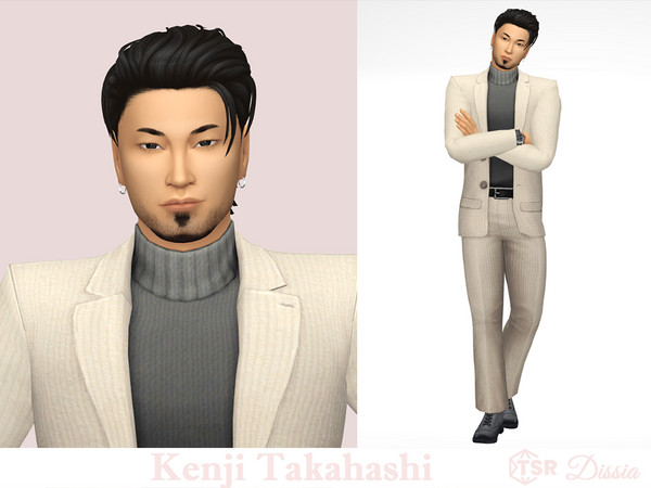 Sims 4 — Kenji Takahashi by Dissia — Kenji is Self-Assured, Snob and Perfectionist with a Public Enemy aspiration.