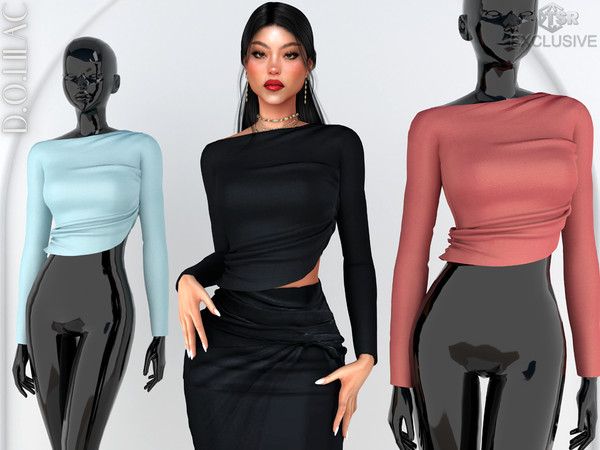 Sims 4 — Draped Jersey Top DO0877 by DOLilac — Custom thumbnail