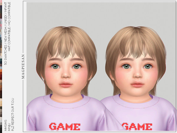 Sims 4 — Minju Hair for Infant by magpiesan — Short hairstyle in 50 colors for Infant.