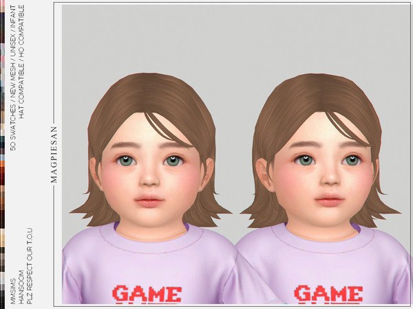 Sims 4 — Hansoom Hair for Infant by magpiesan — Bobbed hairstyle in 30 colors for Infant.