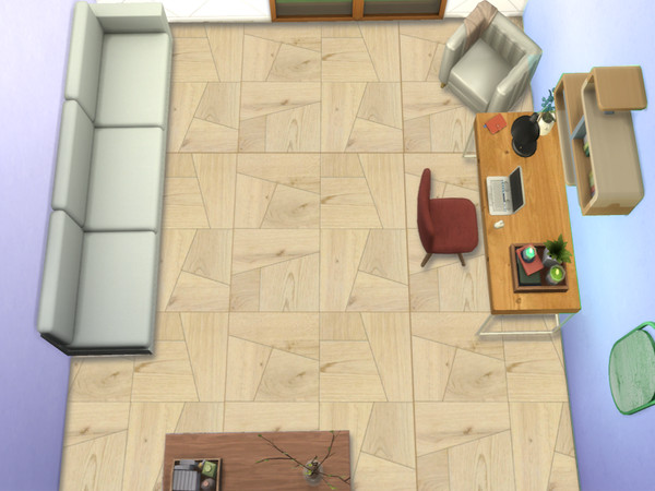 Sims 4 — Geometric Wood Floor by lavilikesims — A wooden flooring with some geometrical shapes in 9 colours