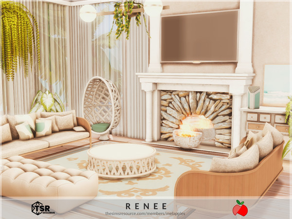 Sims 4 — Renee - living room by melapples — a comfy living room with a fireplace. enjoy! 7x8