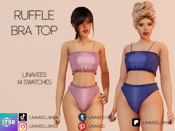 Sims 4 — HELEN - RUFFLE BRA TOP by linavees — New Mesh
